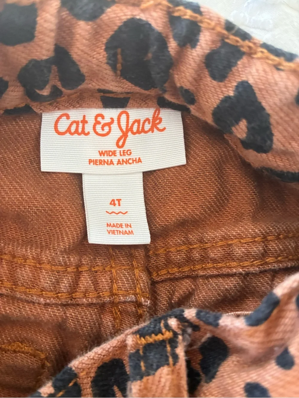 Cat & Jack Leopard Print Wide Leg Pants - Brown and Black denim 4T